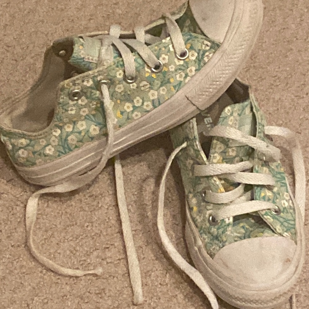 Green floral Converse All Stars
